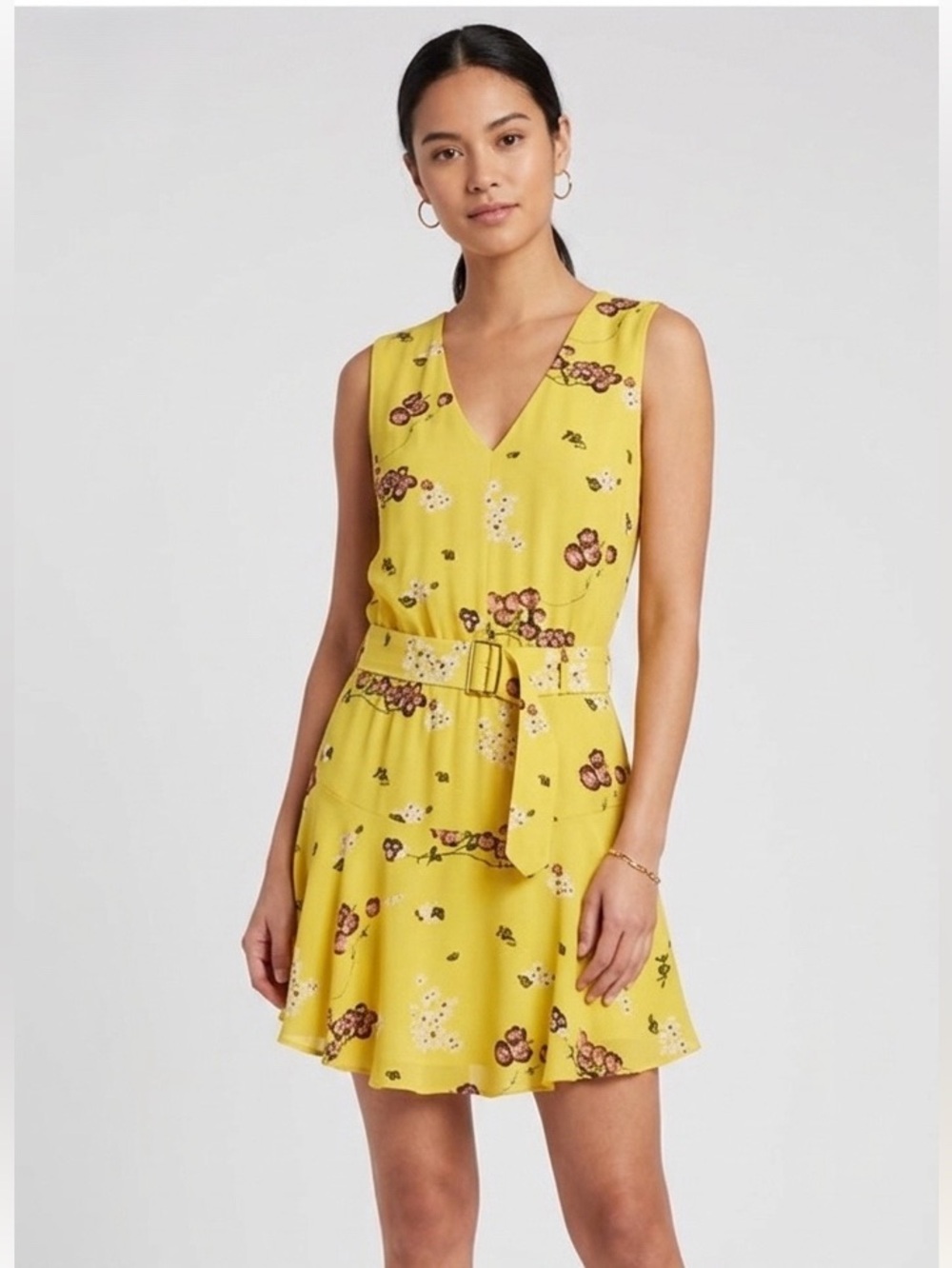 A.L.C Hadley 100% Silk Sleeveless Floral Belted Dress Size 4